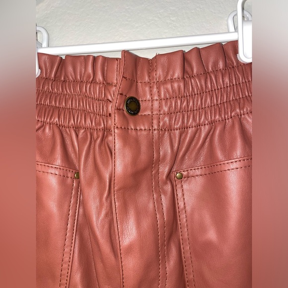 ZARA Faux Leather Paper Bag Style High Waisted Bermuda Shorts RN 77302 GUC - Picture 5 of 16